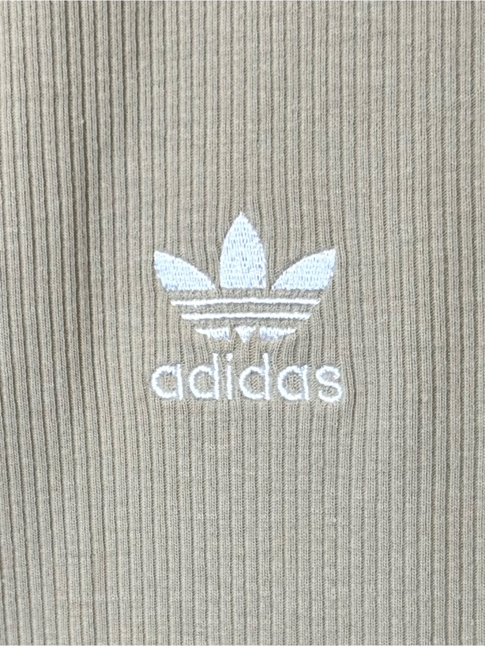 adidas Ribbed Matching Set | Stone Khaki | Flare Leggings + Crop Tank | Size S - Picture 4 of 8